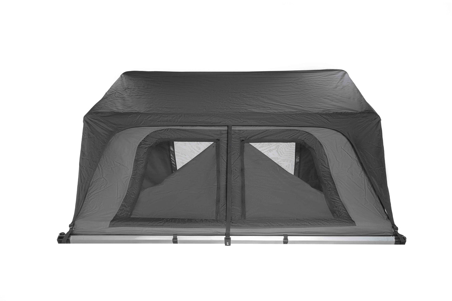 Auffaltbares Dachzelt mit Textilwänden auf weißem Hintergrund
