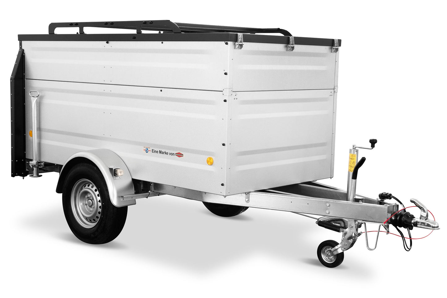 Dachzelt Anhänger Minicamper TPV EB3 Plus in Silber – Produktfoto vor weißem Hintergrund.