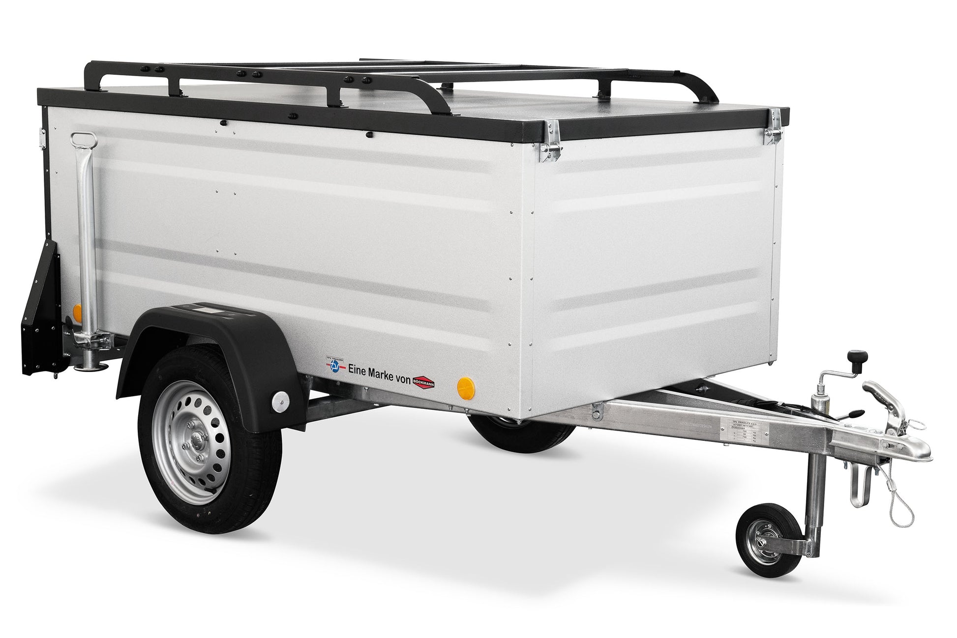 Minicamper TPV EU2 Silber Dachzelt Anhänger – Produktfoto vor weißem Hintergrund.